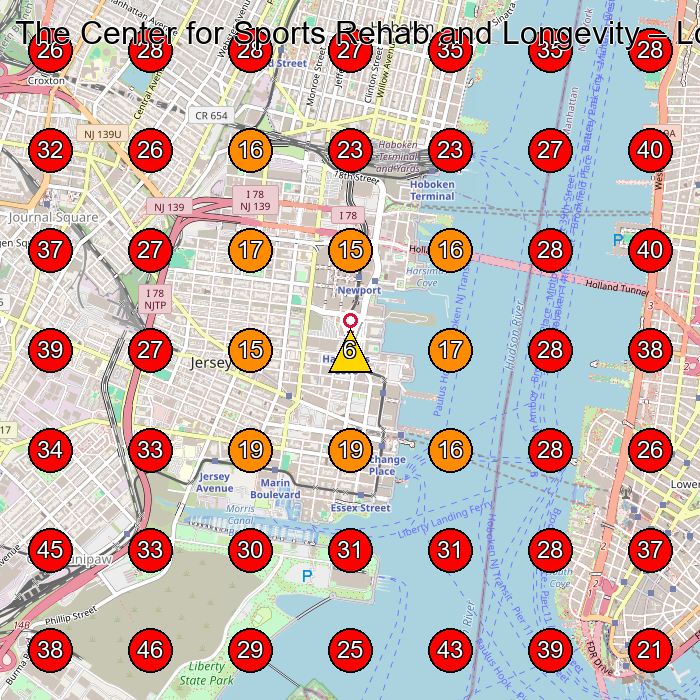 The Center for Sports Rehab and Longevity GeoGrid visibility map for Physical Therapy Clinic in Jersey City